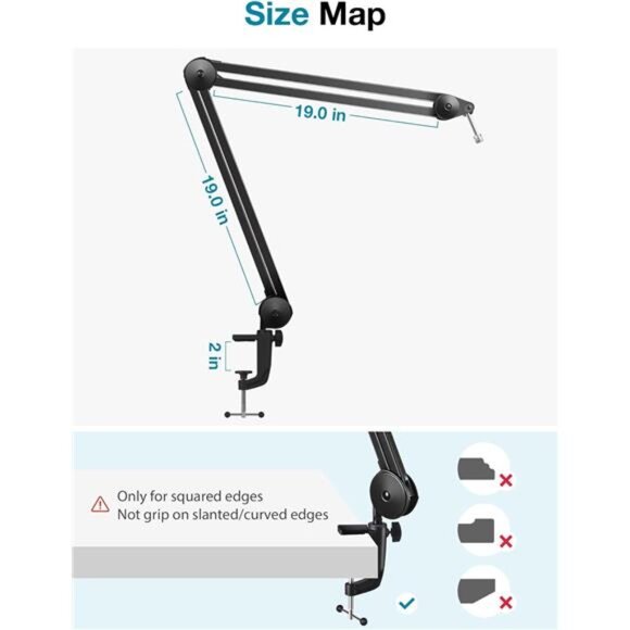 Microphone Arm Stand, Heavy Duty Mic Arm Microphone Stand Scissor Boom Stands - Picture 4 of 8